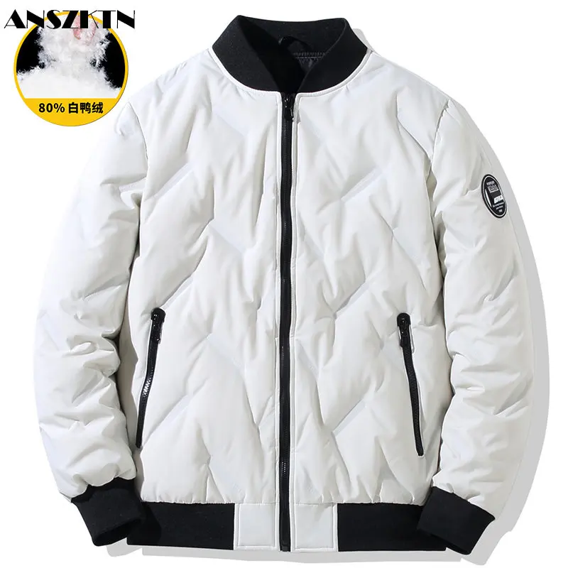 ANSZKTN White eiderdown autumn and winter new hooded short warm casual coat men\'s down jacket