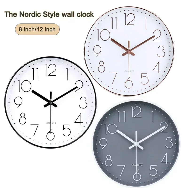 12/8 Zoll Mute Quarz Wanduhr Einfache Digitale Wanduhr Home Dekorationen Wanduhr für Wohnzimmer Schlafzimmer Küche Klassenzimmer