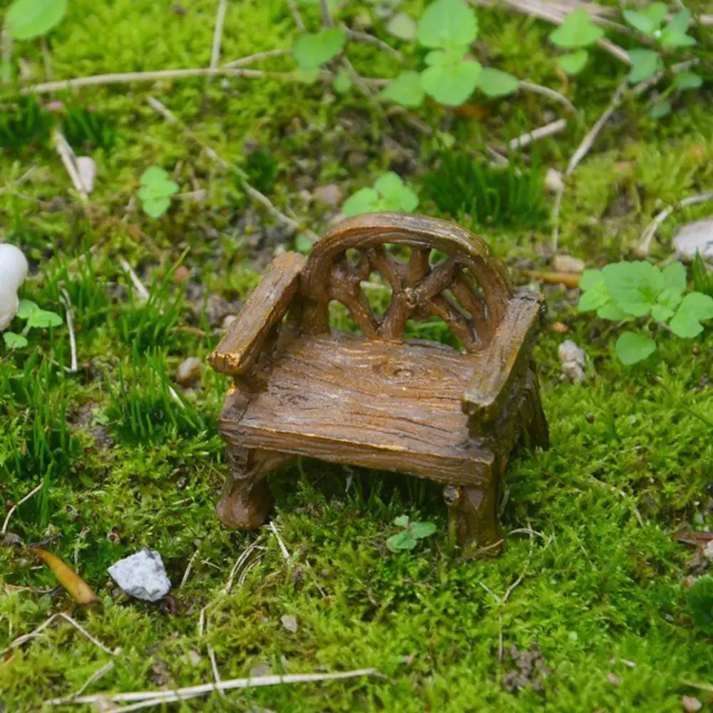 Dollhouse Decor Mini Fairy Garden DIY Craft Bench Miniature Park Seat Ornaments Furniture Figurines Lawn Chairs Set