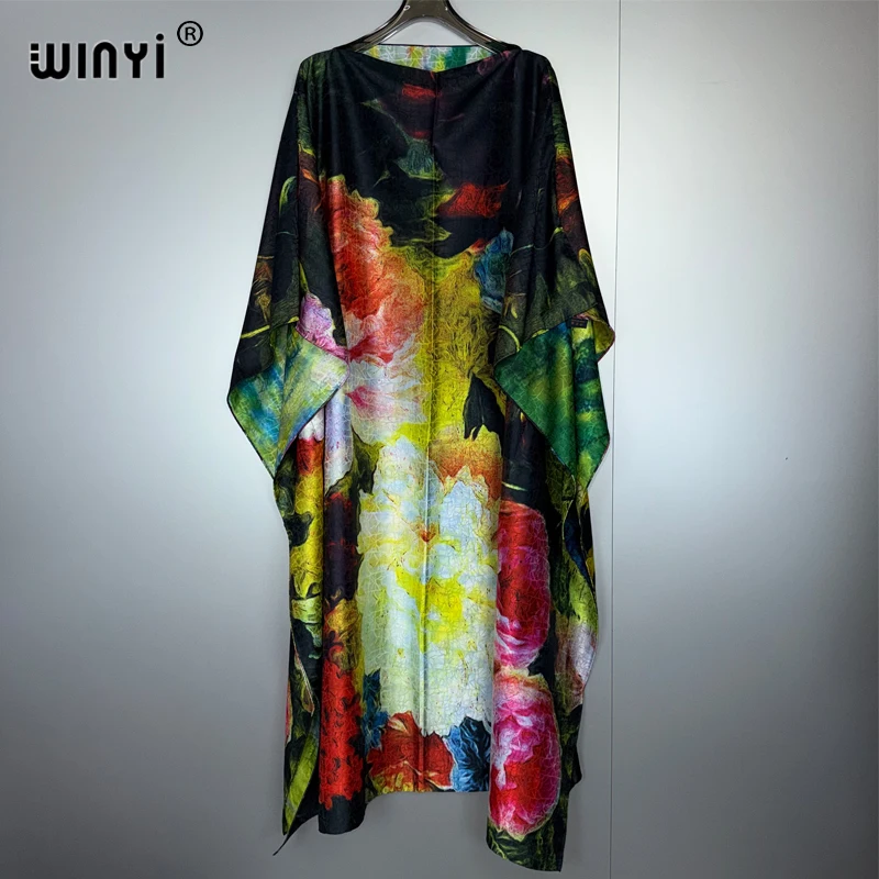 

WINYI Middle East High Quality maxi kaftan Print long dress فستان العيد Caftan abaya muslim woman abaya dubai luxury