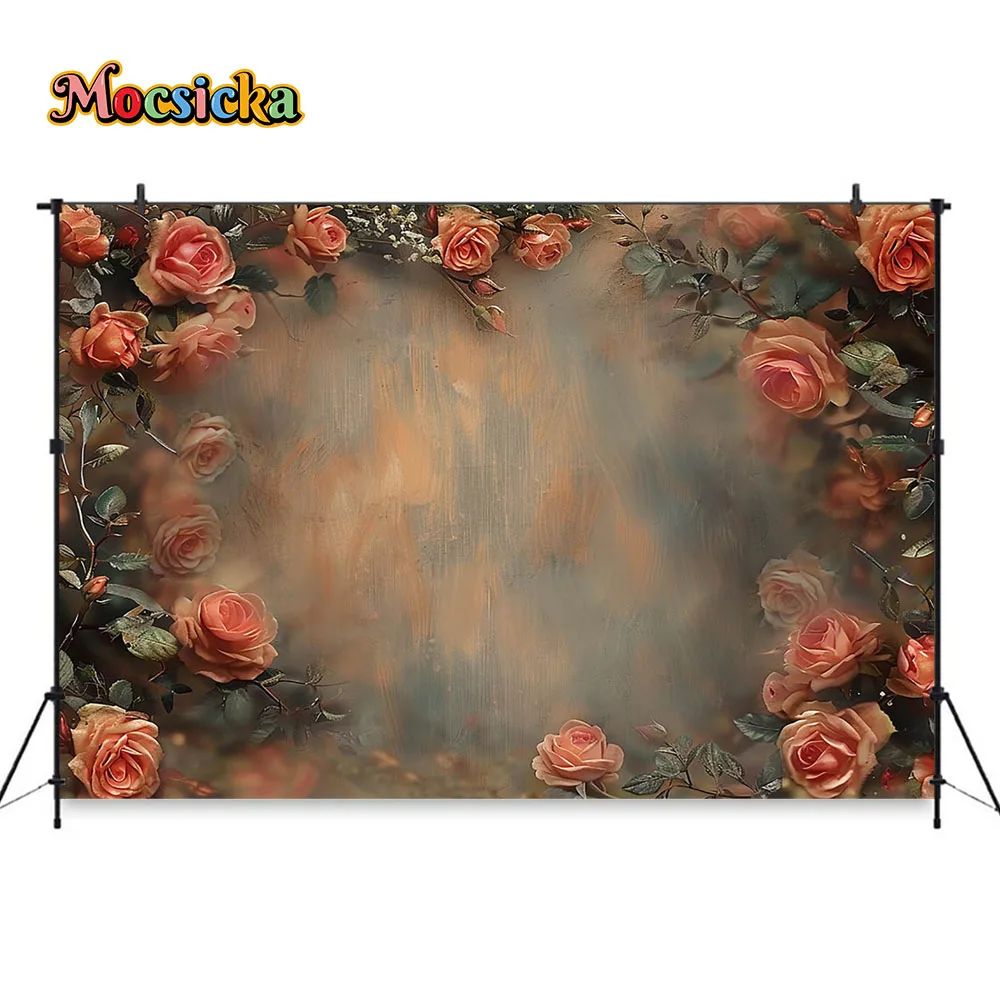 Fundo abstrato arte floral para o aniversário da menina, fundo retro jardim flor rosa, decoração do casamento, retrato de maternidade, estúdio de fotografia