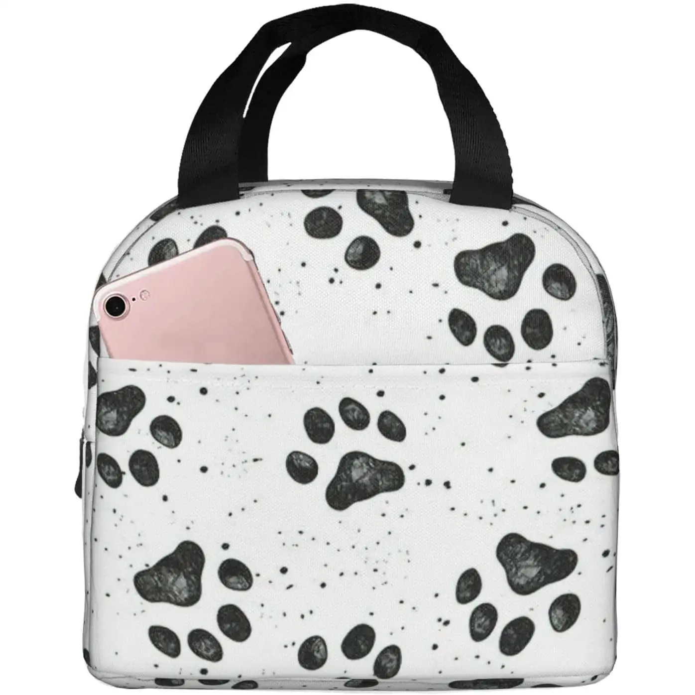 

Dog Paw Pattern Print Insulated Lunch Bag For Women Men Lunch Tote Bags, For Picnic Travel Shopping