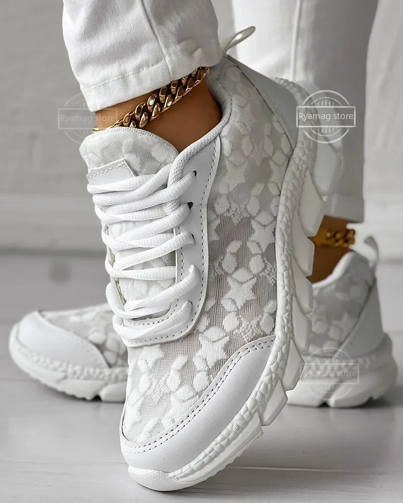 

Sneakers MAN Breathable Lace-up Round Toe Spring Sneakers for Women Breathable Platform Sports Shoes Trainers Zapatillas Mujer