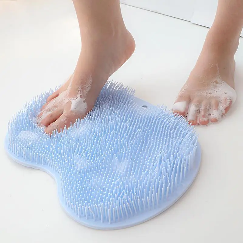 Suction Cups Anti-Slip Lazy Foot Scrubber Mat Shower Foot Brush Pad for Dead Skin Removal Reflexology Massage Mat for Home
