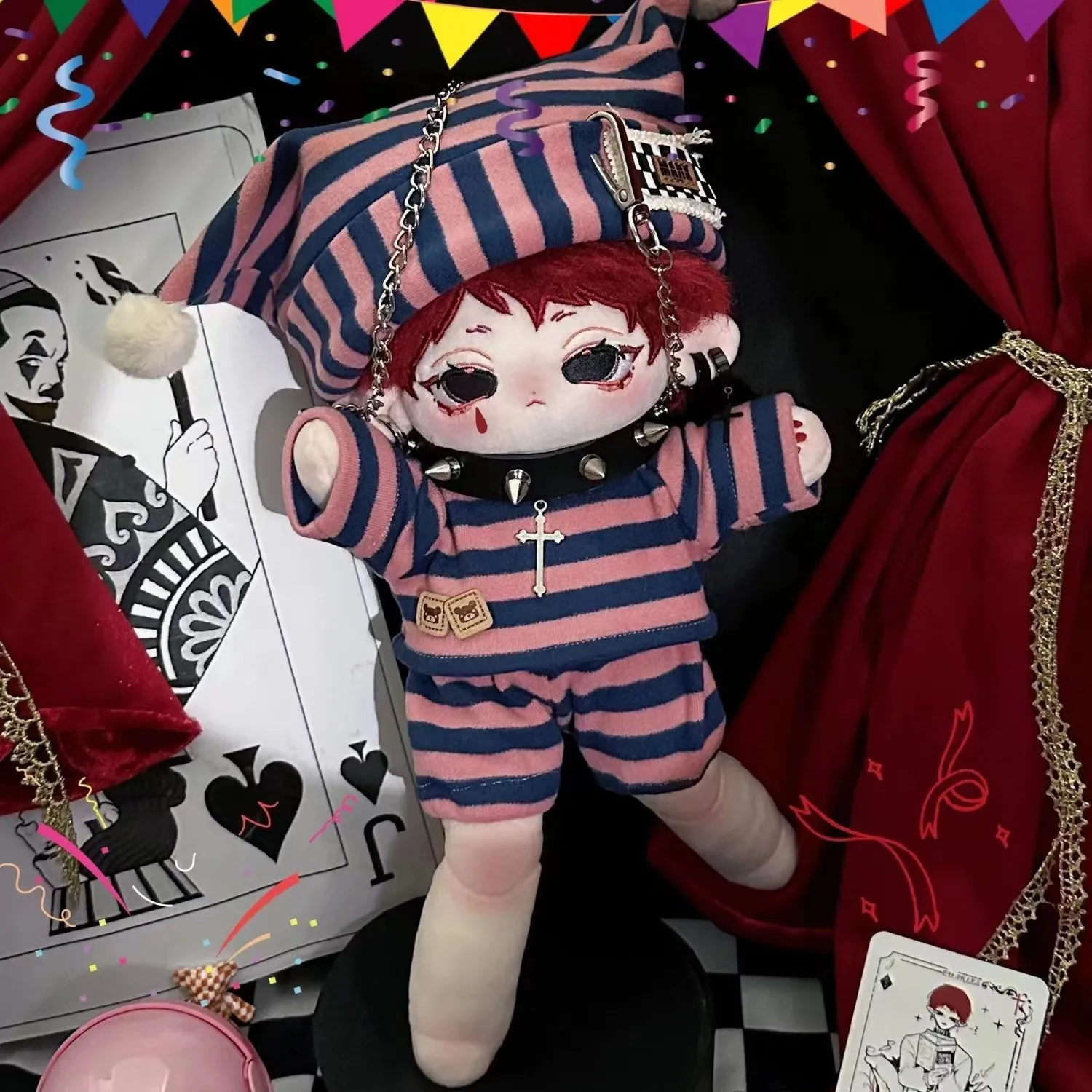Action Dress-up Puppets Clothes For 20cm Cotton Dolls Handsome Cool Prison Uniform Striped Hat Suit DIY Dolls Replacement Sets
