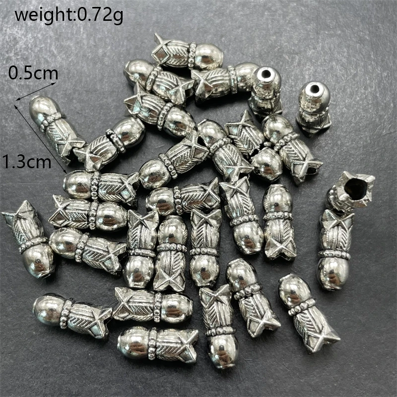 30pcs 3-Color Perforated Tulip Tassel Spacer Bead Cap DIY Tibetan Silver Bronze Jewelry Necklace Connector Alloy Accessories