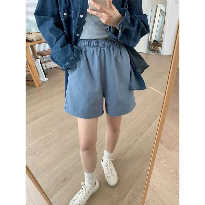 Basic A-line Shorts Women Summer Sale Korean Style Casual Hot Pants Elastic Waist Sweatpants Women Clothing High Waisted Shorts