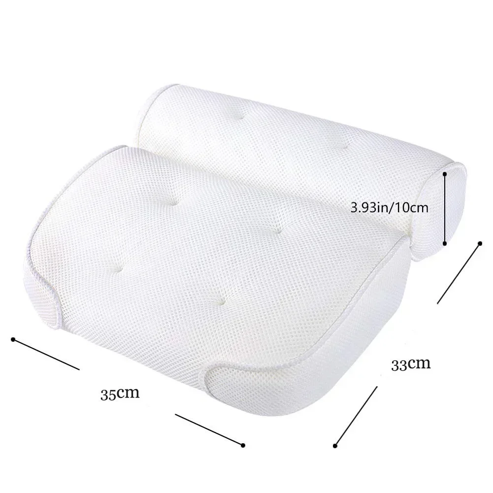 

Bathroom Supply for Neck and Back Support Spa Bath Pillow 3D Mesh Bathtub Head Rest Pillow With Suction Cups Breathable