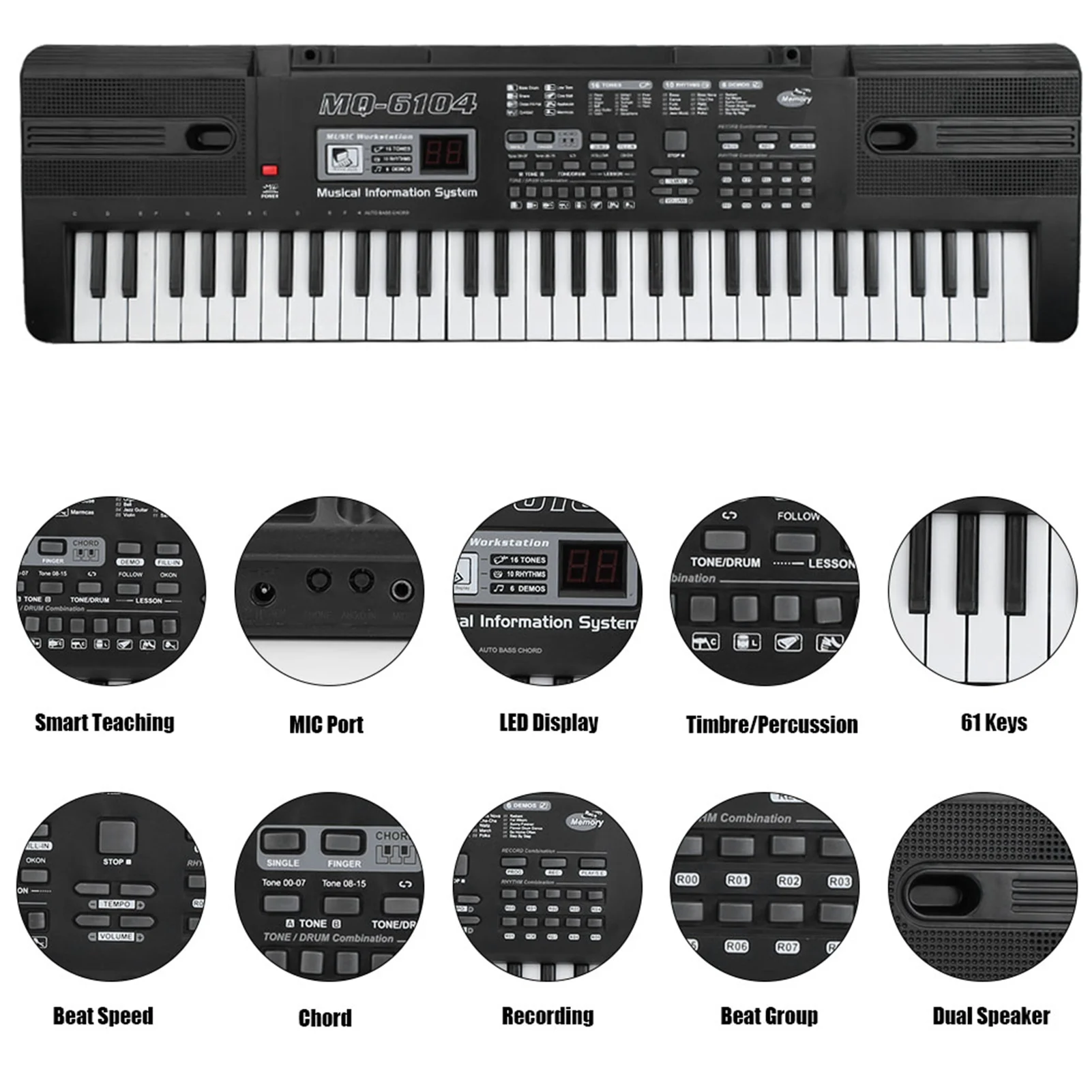 Portable Digital Keyboard 61 Keys Digital Music Electronic Organ Portable Keyboard with Microphone For Children Digital Keyboard