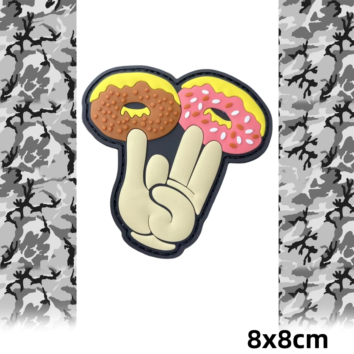 'Shocker Donuts' Morale Badge 3D PVC Tactical Patch Hook&Loop Humorous Donuts Finger Funny Emblem Military Backpack Stickers