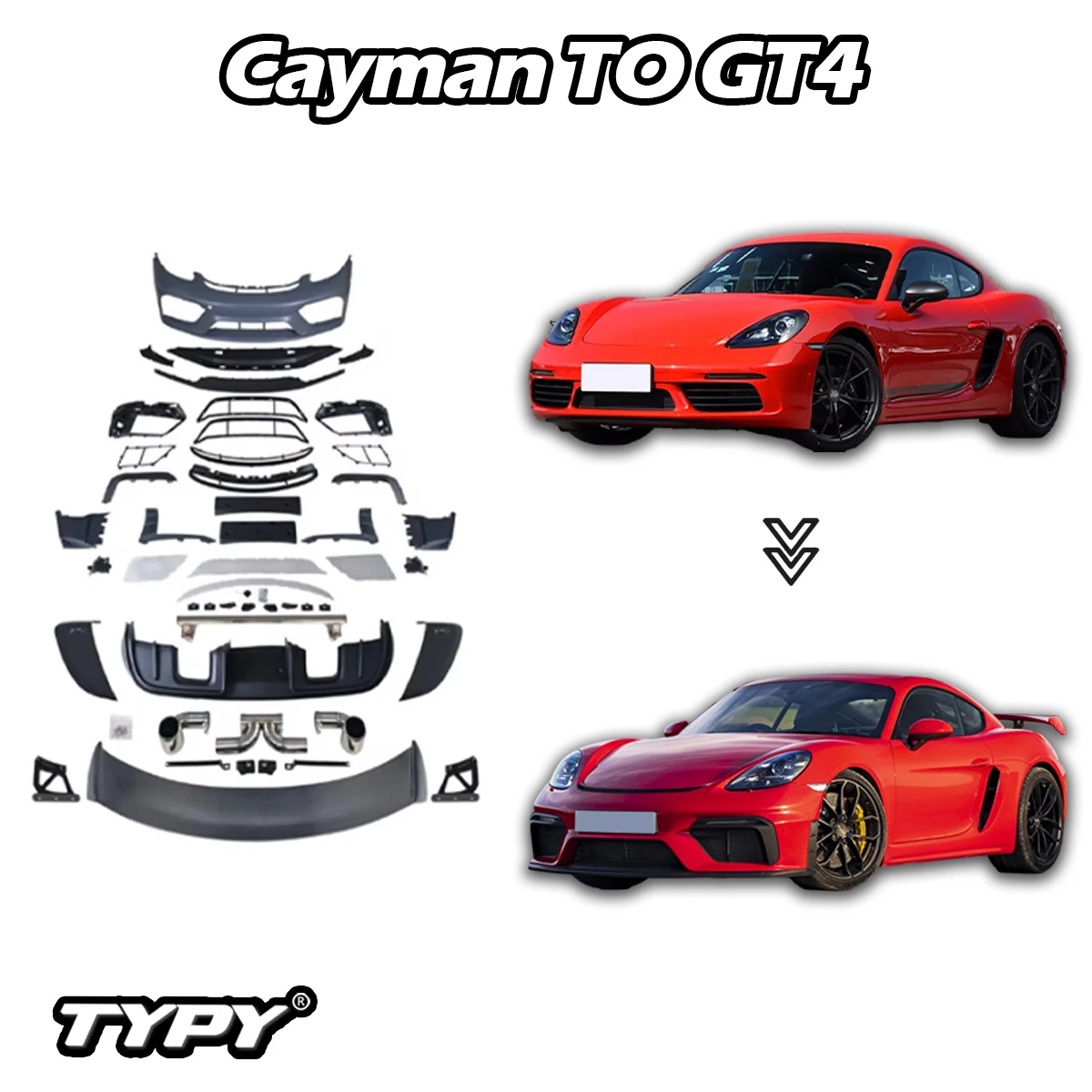 

Front Bumper Rear Bumper Tailgate Rear Spoiler Suitable For Porsche 718 Cayman Boxster Upgrade GT4 Body Kits Car Accessories
