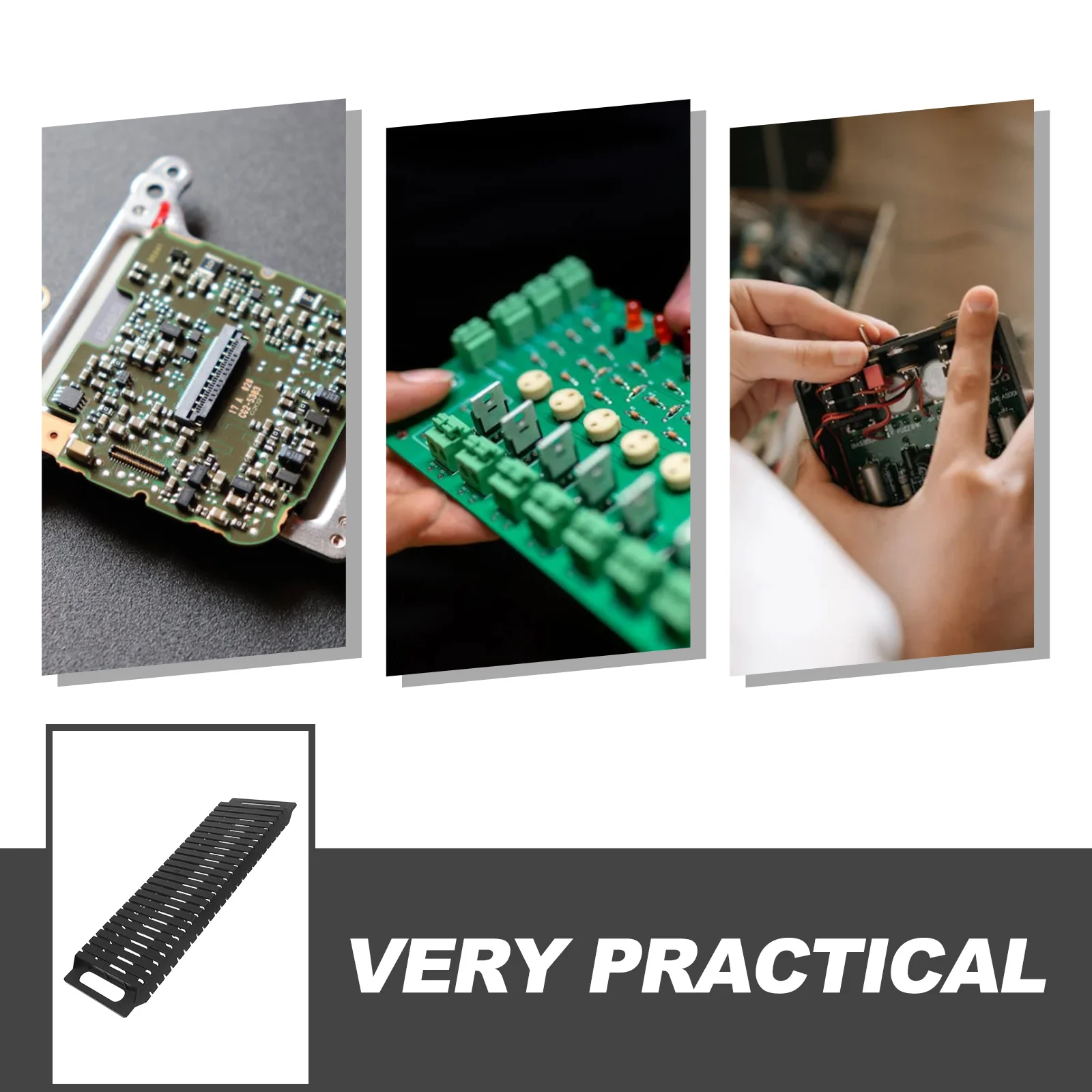 

3Pcs Slot Pcb Rack 25-Slot Pcb Board Holder for Resistors Capacitors Esd Shelf Anti-Static Bar Bracket High Durability