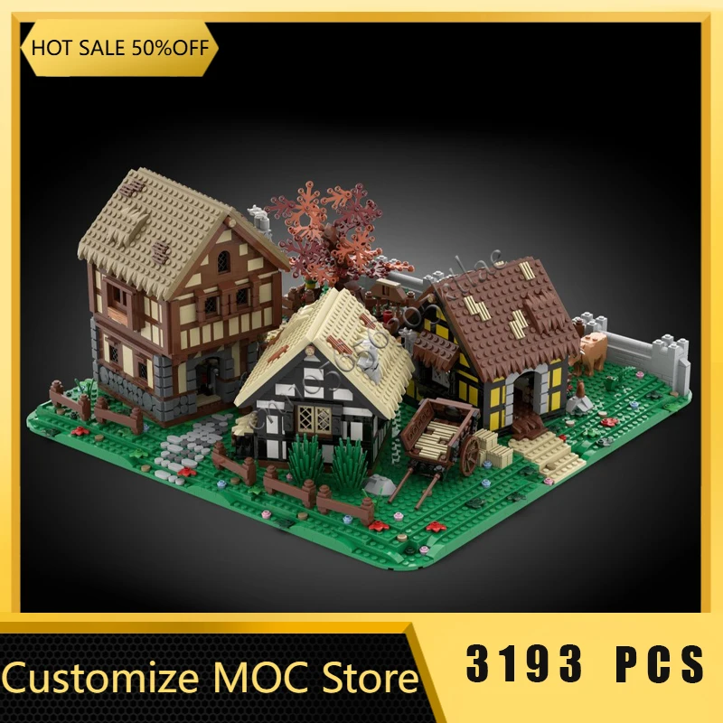 3193 pièces personnaliser maisons médiévales Village Diorama bloc de construction modèle enfants Puzzle assemblage jouets de construction cadeaux de noël