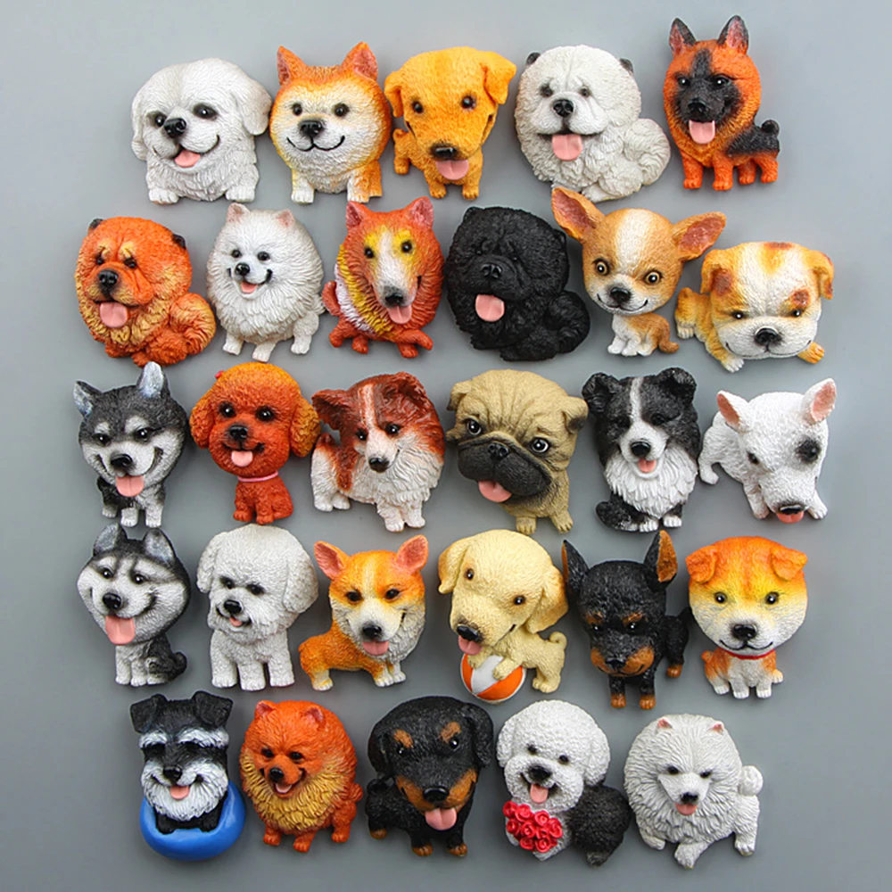 Cute Cartoon Husky Corgi Bullshiba Inu Refrigerator Sticker Creative Magnetic Home Kitchen Decoration Multiple Styles Available