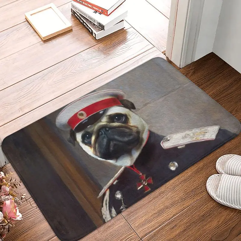 Pug Dog Portrait Front Door Floor Entrance Mats Indoor Regal Pet Vintage Bathroom Kitchen Doormat Toilet Carpet Rug