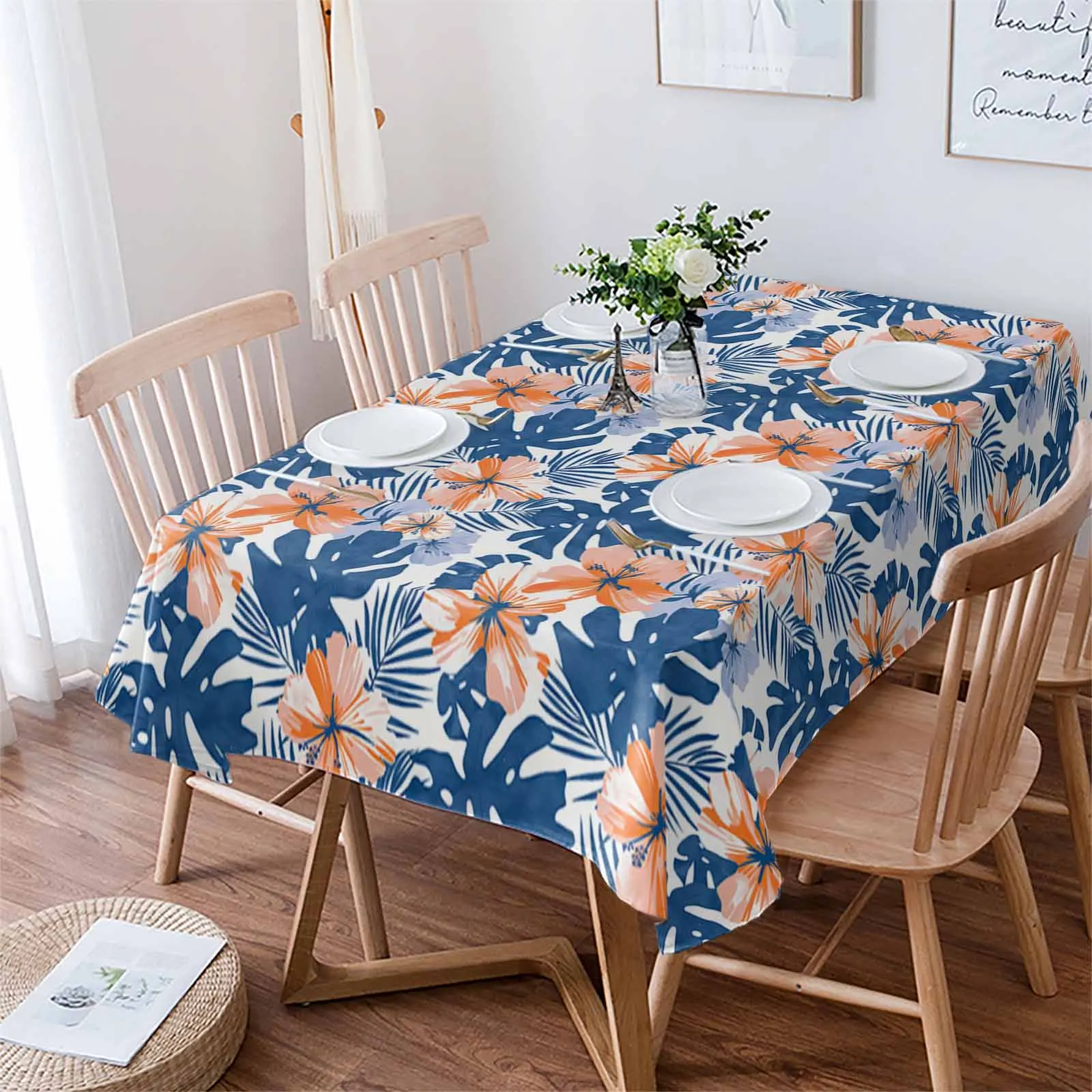 Tropical Leafy Turtle Backed Plant Waterproof Tablecloth For Table Kitchen Decorative Coffee Cuisine Party Table Cover