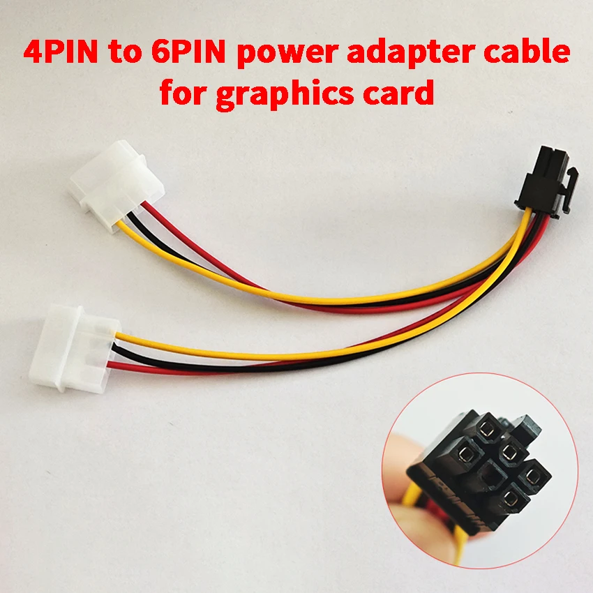 

1pcs Graphics Card 4PIN to 6PIN Adapter Cable 4-Pin to 6-Pin PCI-Express PCIE Video Card Power Converter Adapter Cable