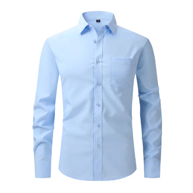 Men's Shirt Slim Fit Long Sleeve Casual Top Men's Korean Elastic Wrinkle Resistant Business Shirt Men's Clothing C0029