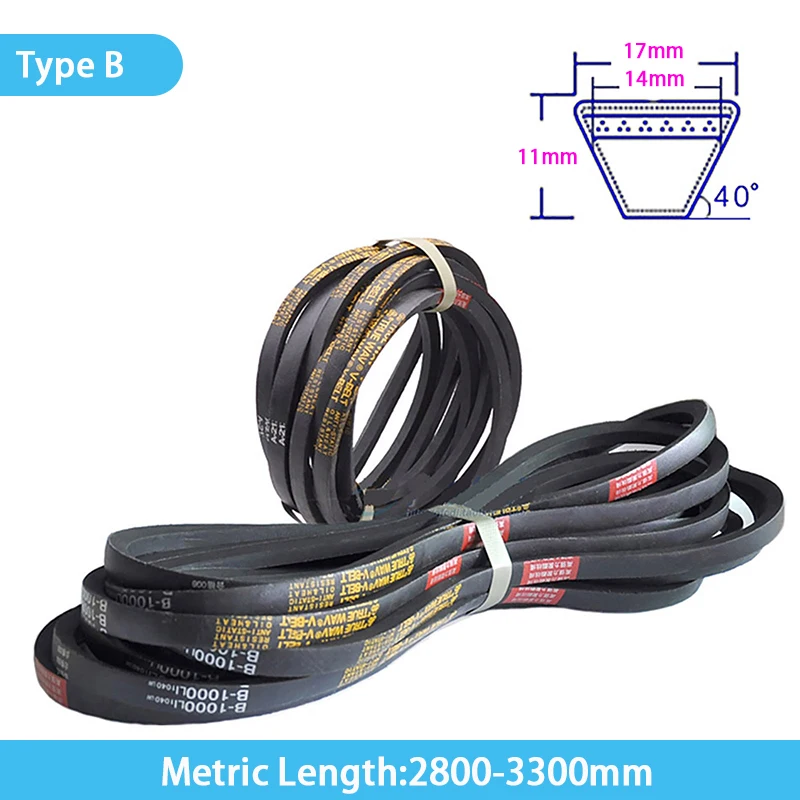 

Type B Rubber V-belt Triangle Belt Industrial Agricultural Equipment Transmission Belt Metric Length 2800-3300mm