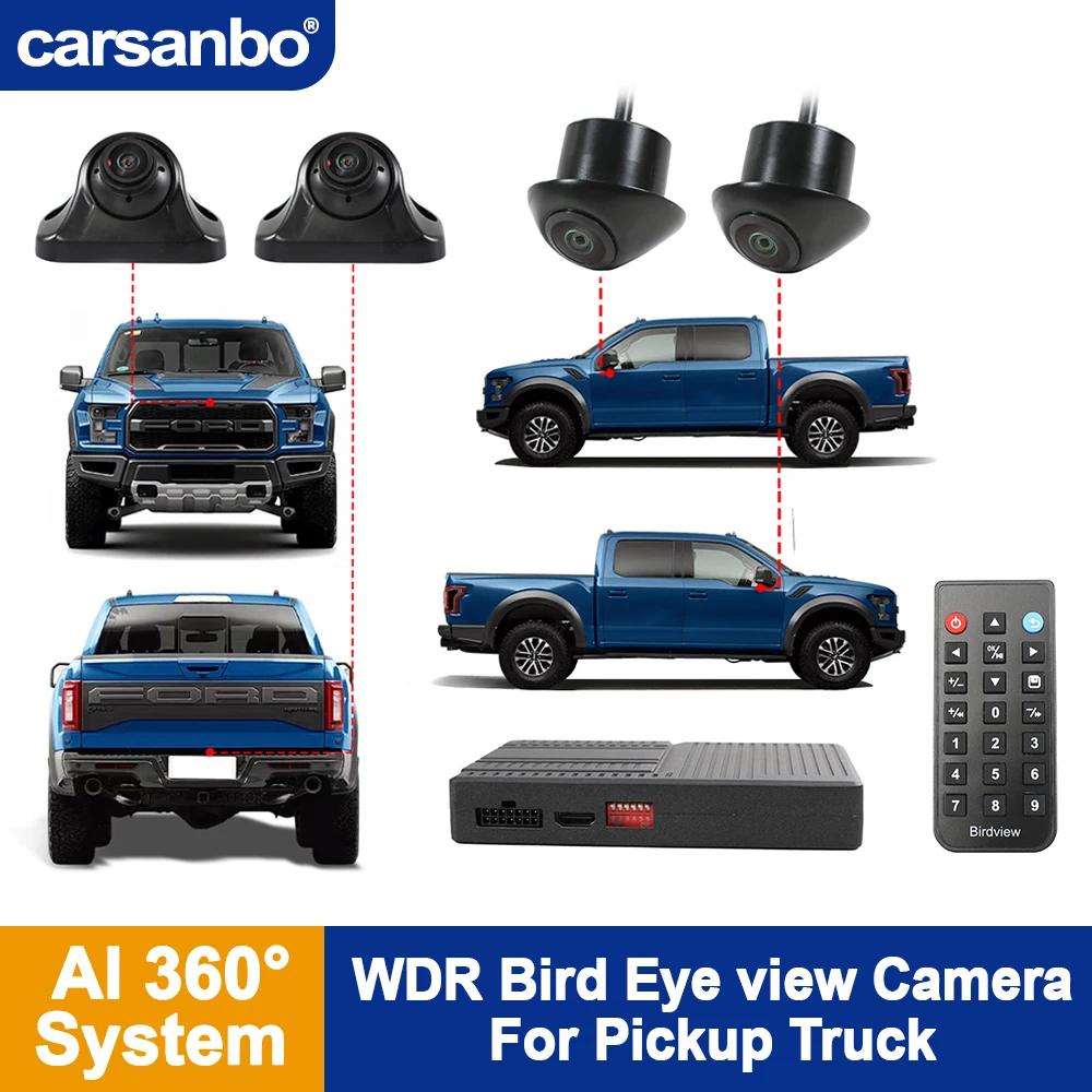 Carsanbo For Van Pickup Truck Vehicle AI 360 Panoramic Bird View 1080P Camera System Latest Sentinel Parking System