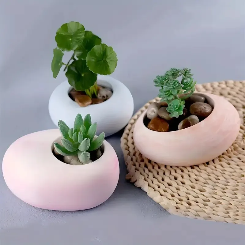 Tealight Candle Holder Resin Silicone Mold, Crystal Ball/Sphere Epoxy Resin Mold,Oval Gypsum Concrete Flower Pot Making Mold