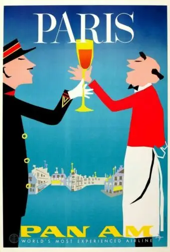 PARIS (PANAM) Vintage Retro Airline Travel Poster On Metal Sign Plaque Pub Bar sign