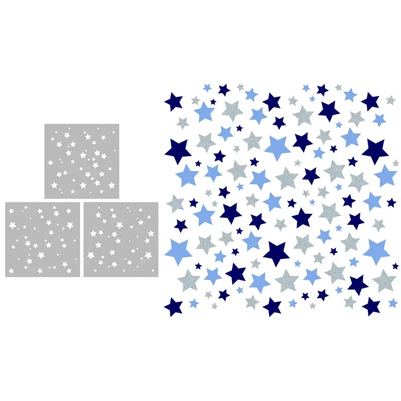

3PCs Multisize Stars Plastic Stencil For Decor DIY Scrapbooking Accessories Background Stencils For Paper Cards Diary