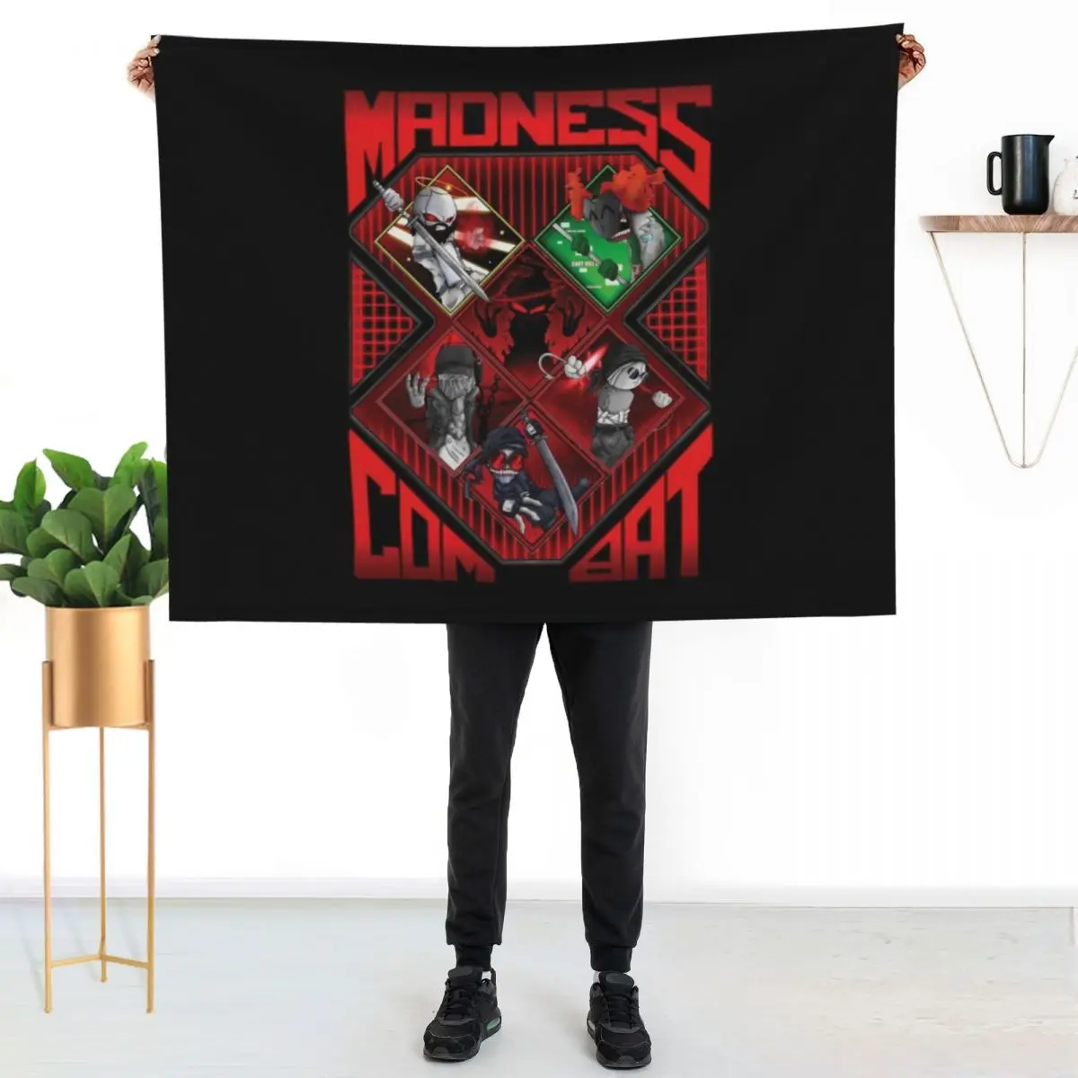 Madness combat ALL 6 MAIN CHARACTERS ART Throw Blanket Stylish Decor Blanket Gift for Friends Roommate