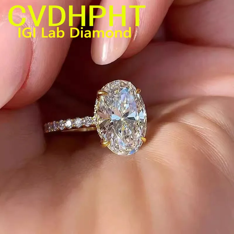 

Perfect 1 2 3 4 5Ct D VS1 Lab Grown diamond Ring Oval cut Engagement Ring Real 14K White Gold Custom Classic wedding ring