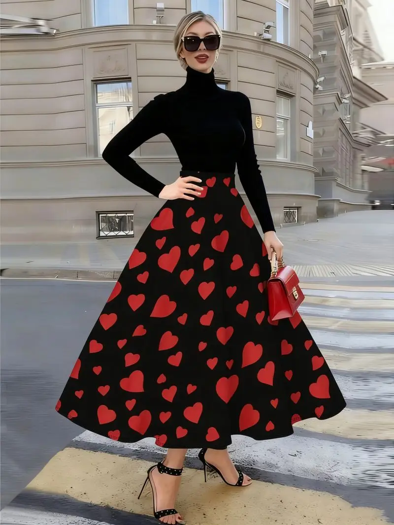 Stylish and elegant semi skirt with a hanging feel, versatile for commuting and casual women's semi skirt