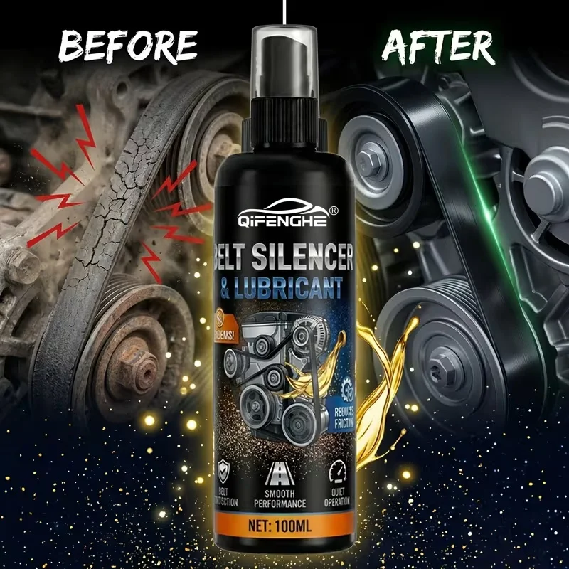Car Belt Noise Silencer Spray, 100ml Belt Lubricant to Eliminate Squeal, Smooth Belt Performance