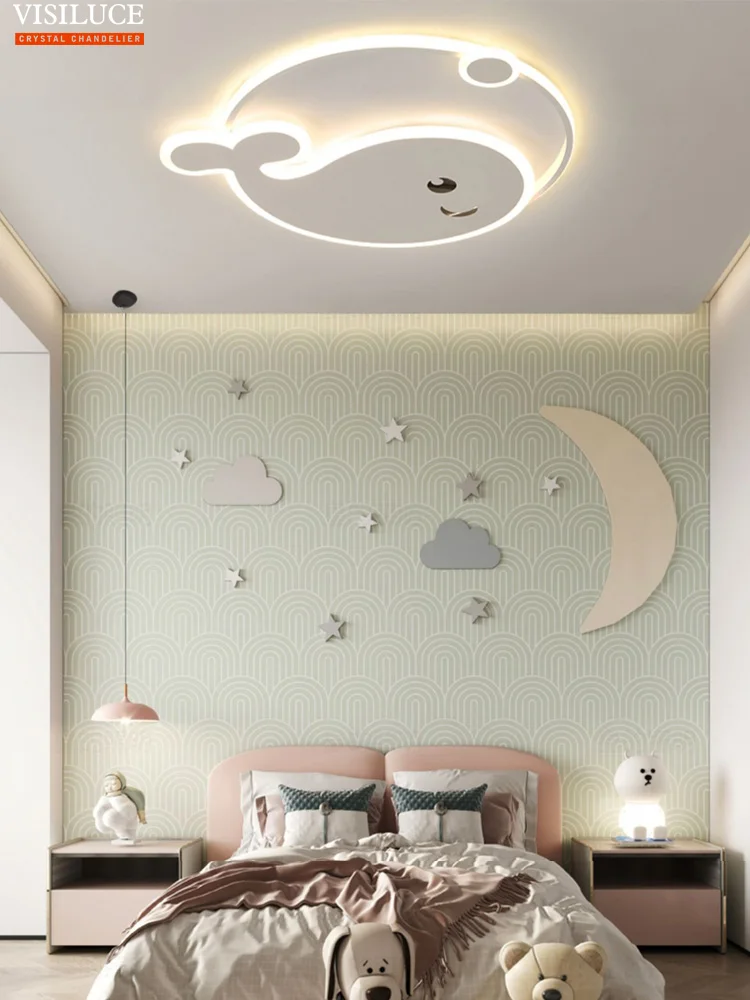 Imagem -02 - Dolphin Shape Led Ceiling Light Lâmpada Moderna para Quarto de Crianças Baby Boy Crianças Quarto Lustre Fofo Quarto