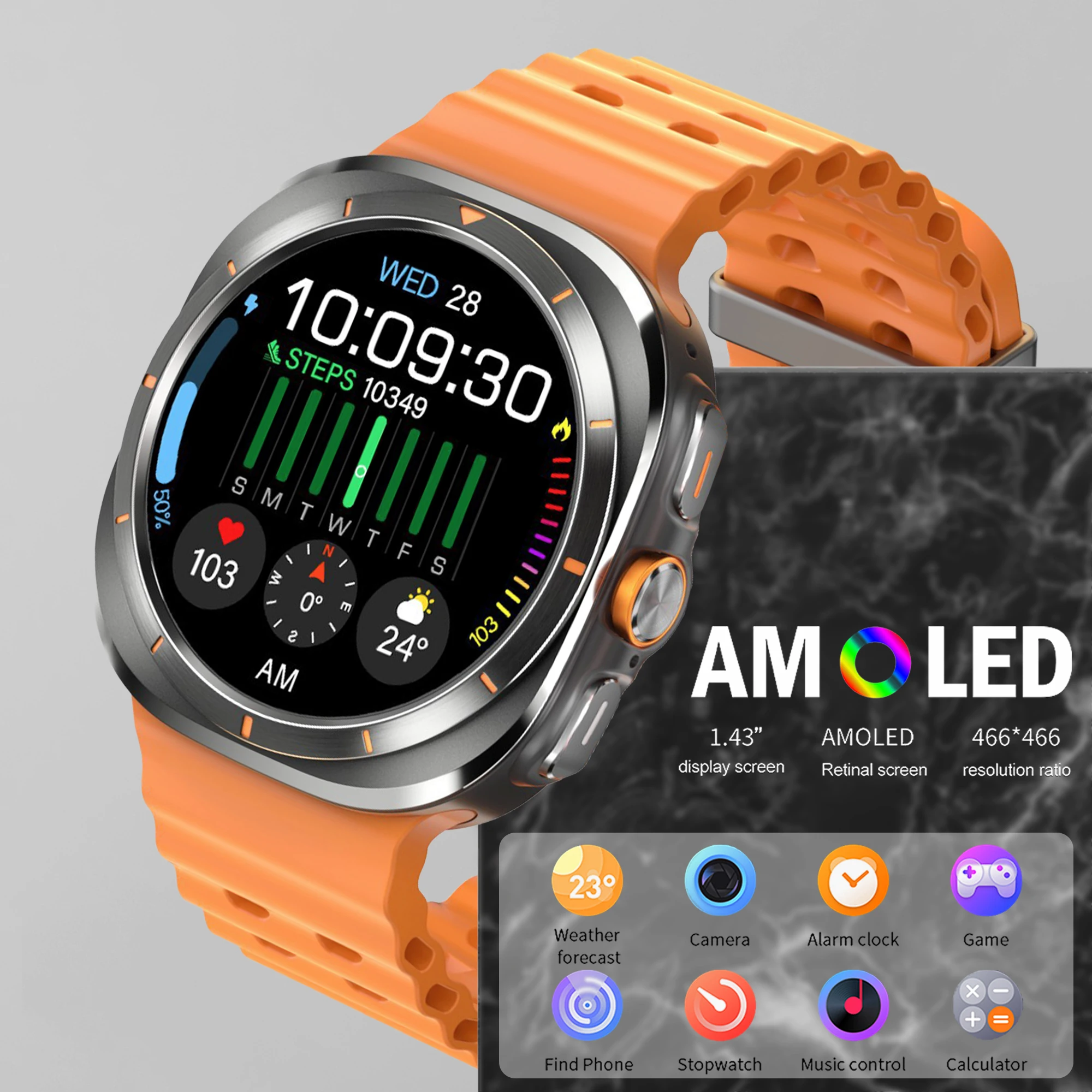 

Смарт-часы Watch 7 Ultra 2024, AMOLED, 3D-меню, функция Ai Dail SOS, умные часы для Android, IOS, Bluetooth-вызов, беспроводная зарядка