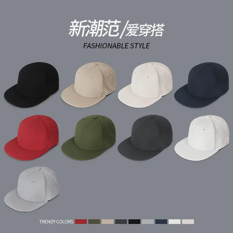 Customized Logo Fully Sealed Elastic Solid Color Hip-hop Hat for Men and Women Summer Mesh Breathable Flat-brimmed Baseball Cap