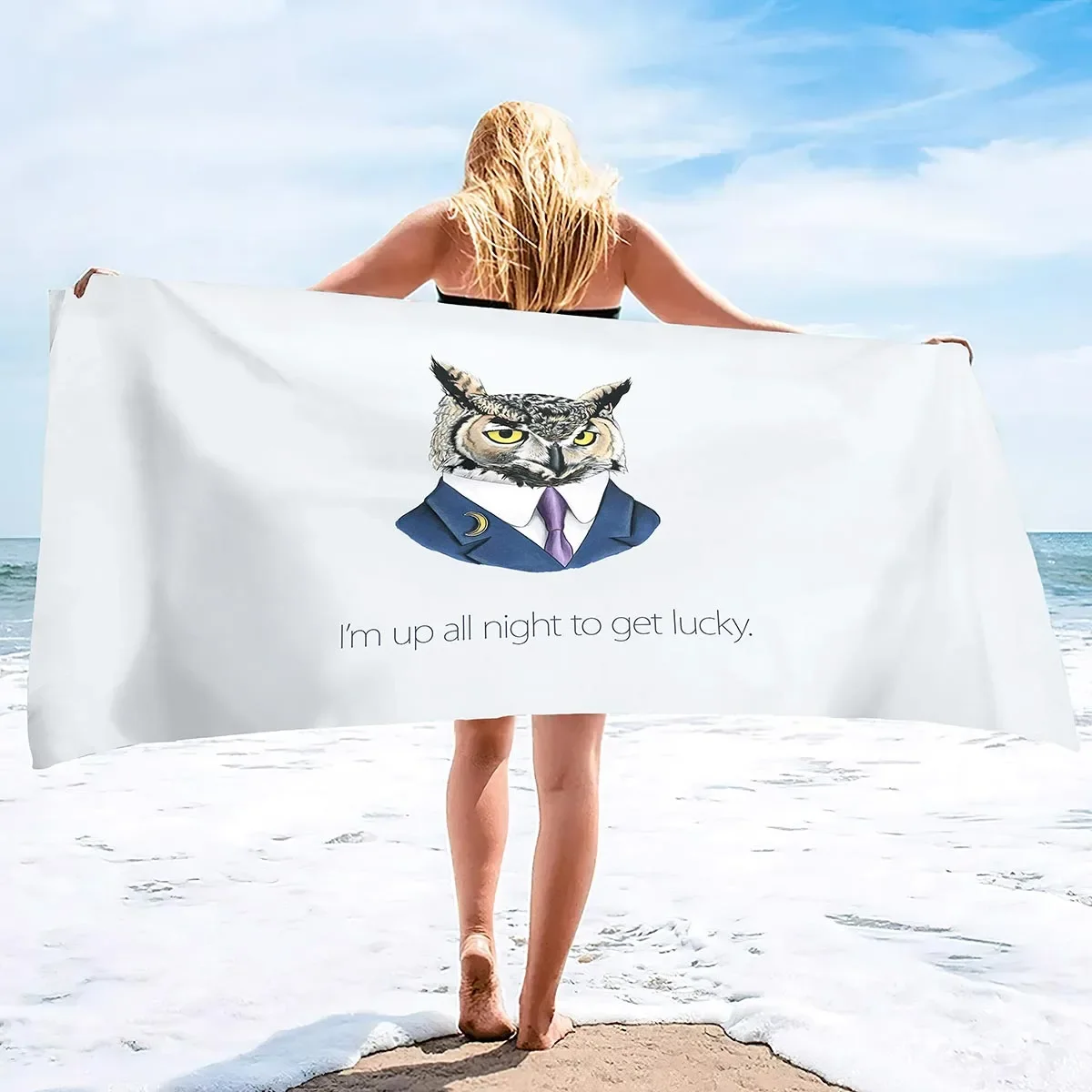 Comfy Bath Towels Owl Cartoon Bird Soft Bathing/Beach/Camping Towel for Women Men Girls Boys Oversized Lightweight Beach Towel