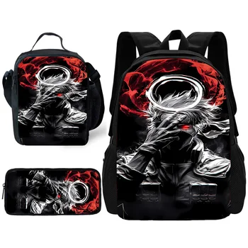 Hatakes Kakashis Child School Backpack with Lunch Bags ,Pencil Bags ,School Bags for Boys Girls Best Gift