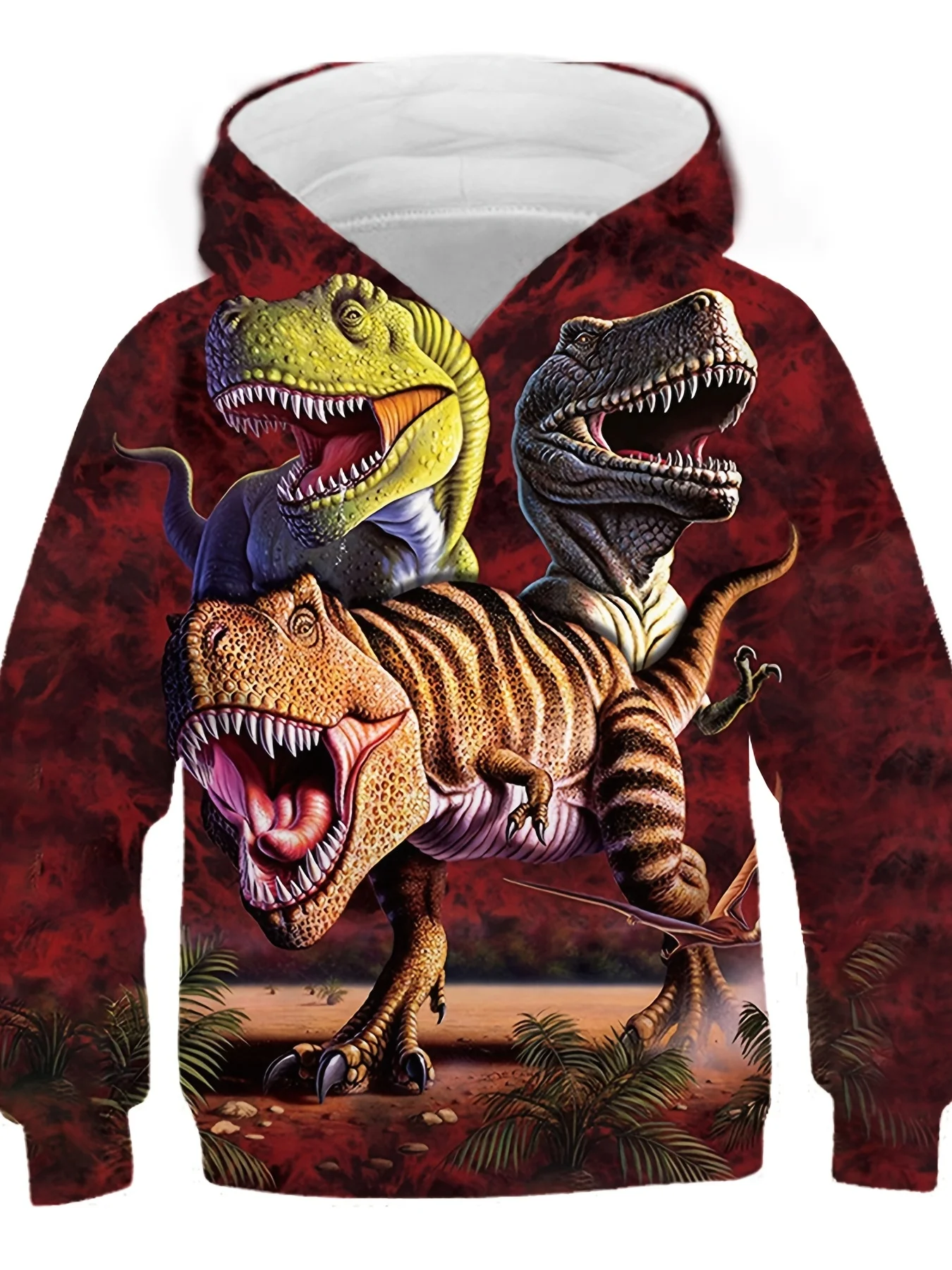 Unisex Novelty Hoodie 3d Two Tyrannosaurus Graphic Double Layer Hoodie Kangaroo Pocket Pullover Hooded Outdoor Sweatshirt