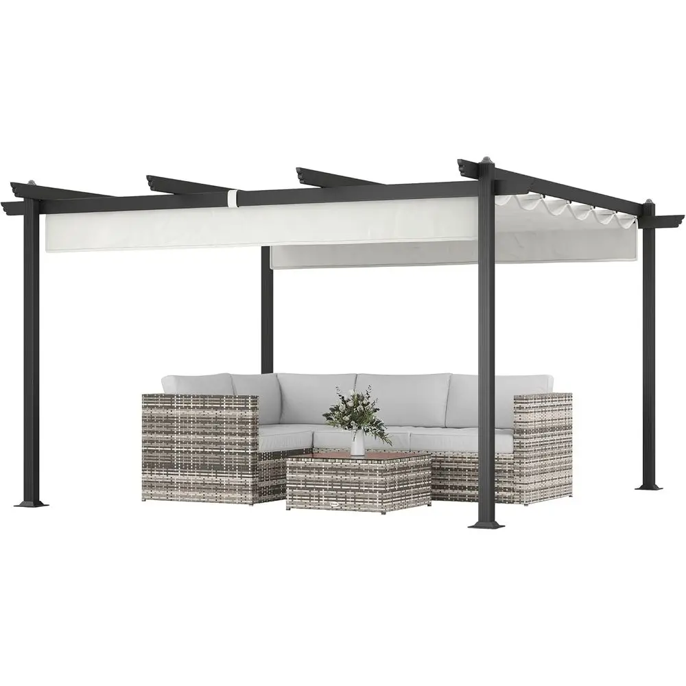 

13' x 13' Retractable Pergola with Stronger e, Outdoor Pergola Sun Shade Shelter or Garden, Patio, Backyard, Deck, White