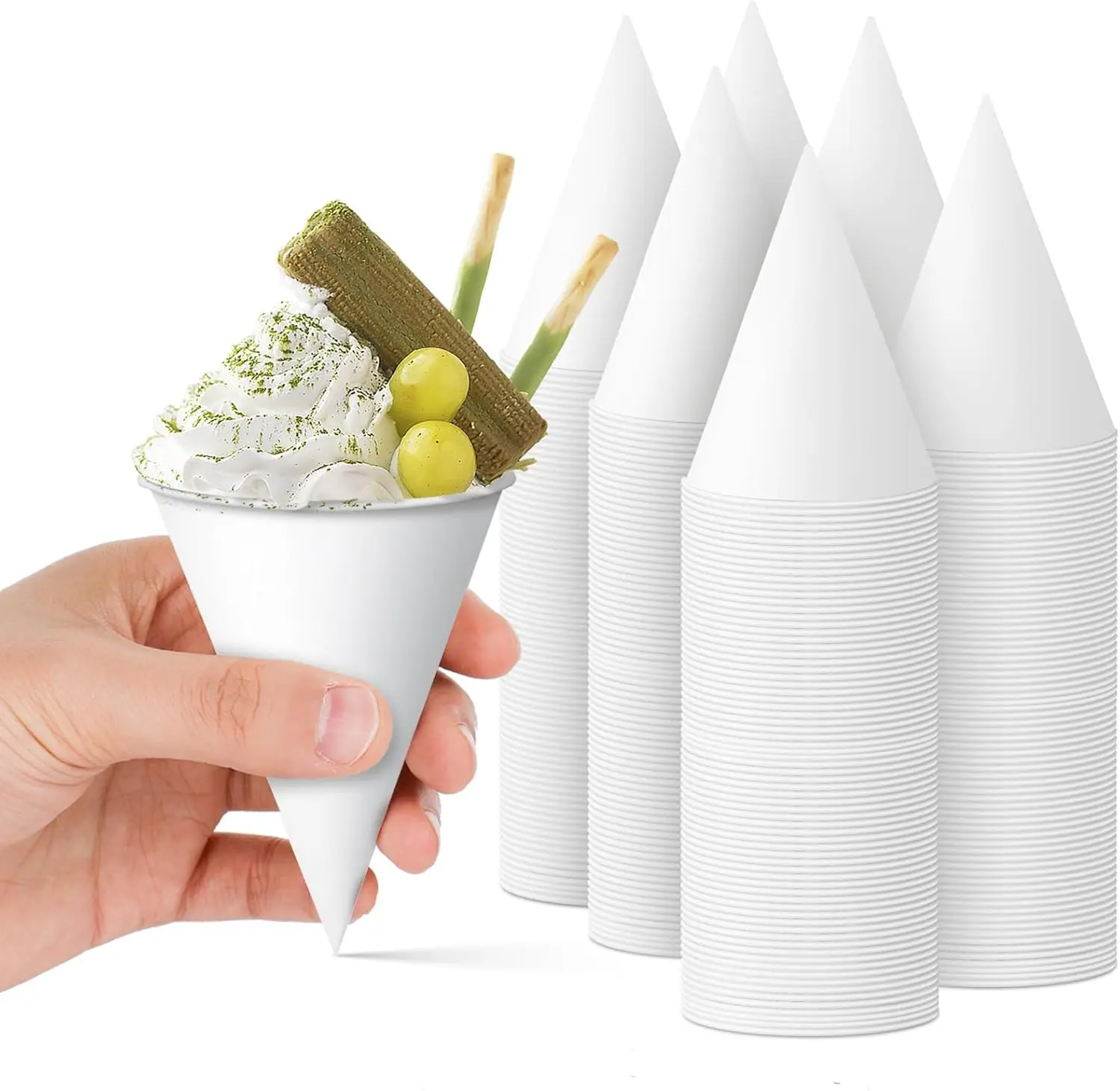 

800pcs 4 oz Disposable White Paper Snow Cone Cups, Eco-Friendly Shaved Ice Cups for Shaved Ice,Wax Coated Leakproof Wate
