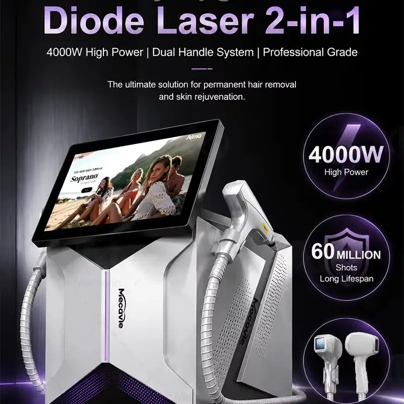 High Power FAC Tech Soprano 2 In 1 Beauty Care Instrument Four Wavelength Body Hair Management Skin Brightening Salon Exclusive