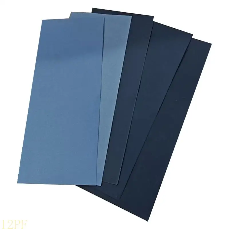12PF Industrial Grade 9x3.6 Inch Sandpaper 5 Sheets Multi Grit Carbon Backed for Metalwork
