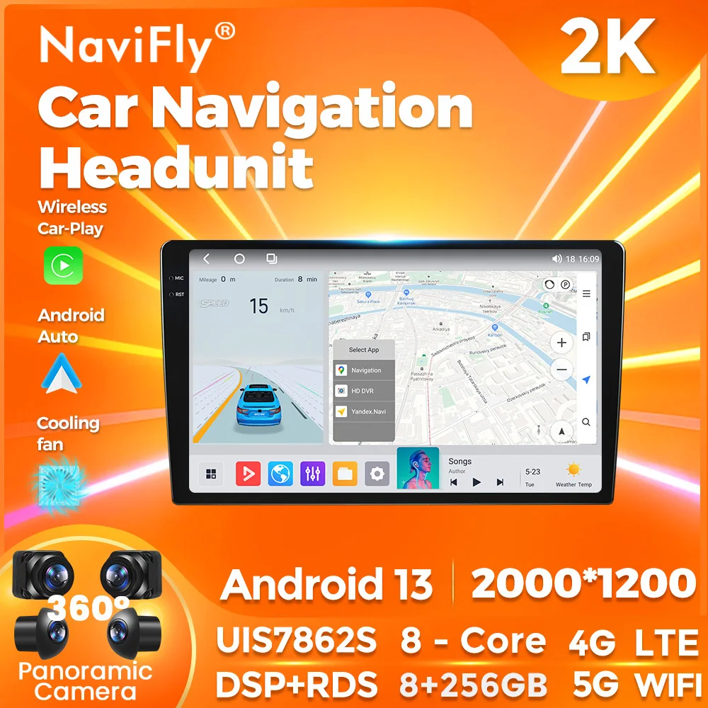 NaviFly Android13 FYT 7862S 1280*720 For VW Hyundai Nissan 2Din Universal Car radio Multimedia Video player Carplay Android Auto