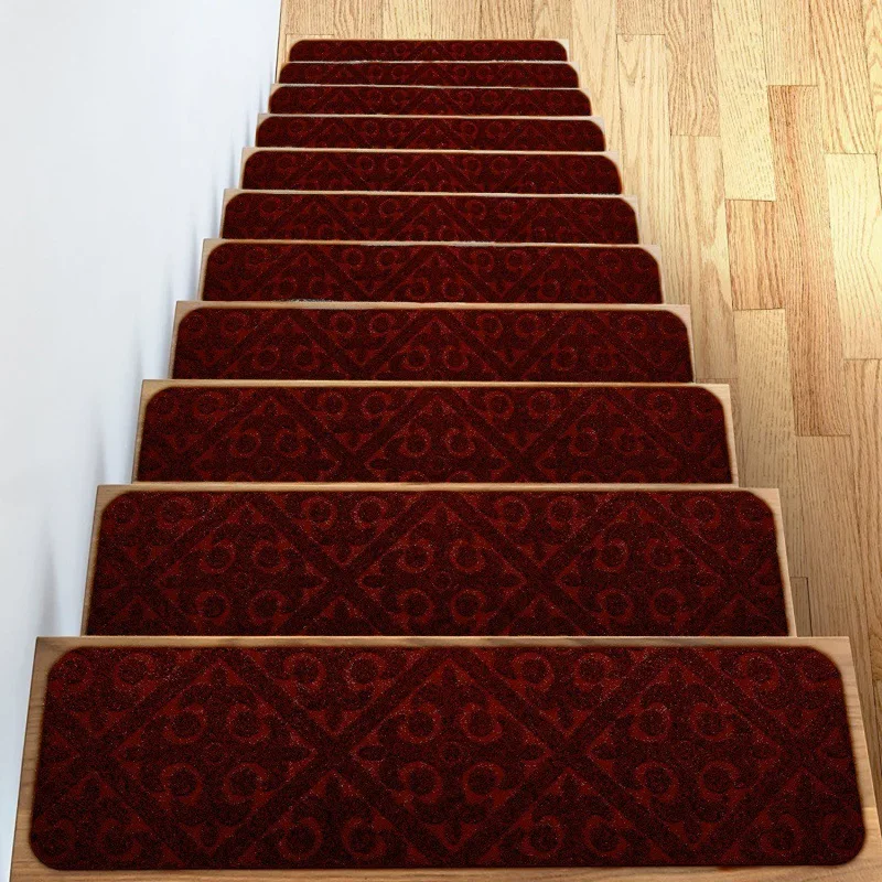 10/14Pcs 76x20cm Non-slip Mat Stair Stepping Mat Pattern Home Indoor Self Adhesive Step Carpets Safety Rugs Stair Protector Mat