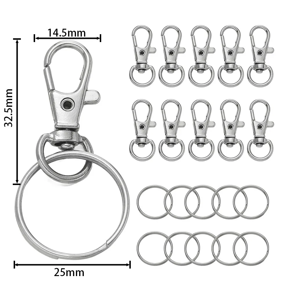 20/50 Stuks Draaibare Karabijnhaken Met Sleutelhanger Metalen Draaibare Karabijnsluitingen Voor Diy Sleutelhanger Tas Hang sieraden Maken Accessoires