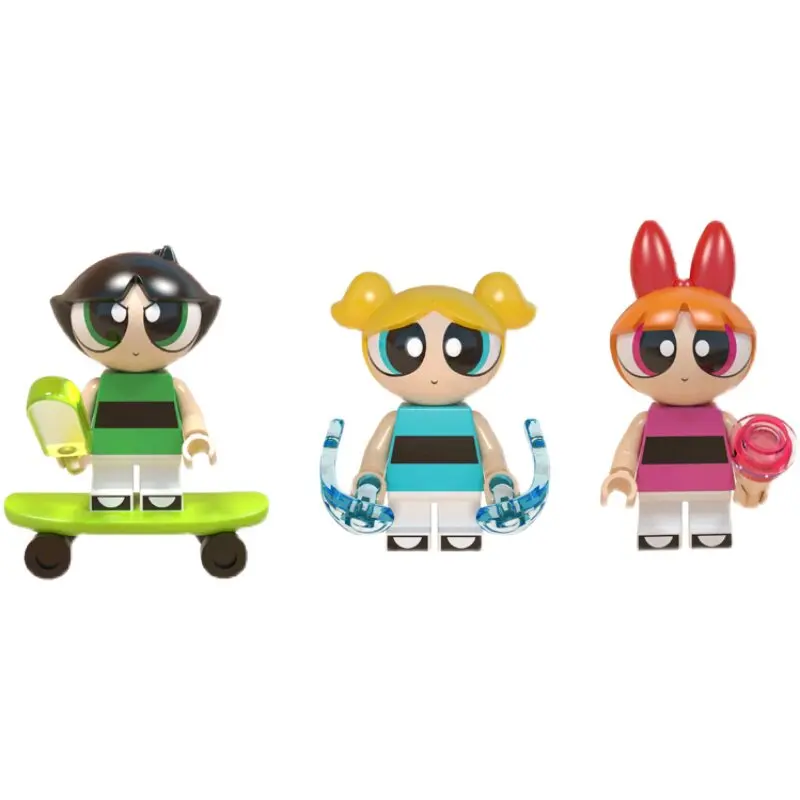 

The Powerpuff Girls Series of Flower Bubble Plush Minifigures Action Figures Toy Assembly Educational Childrens Toy BirthdayGift