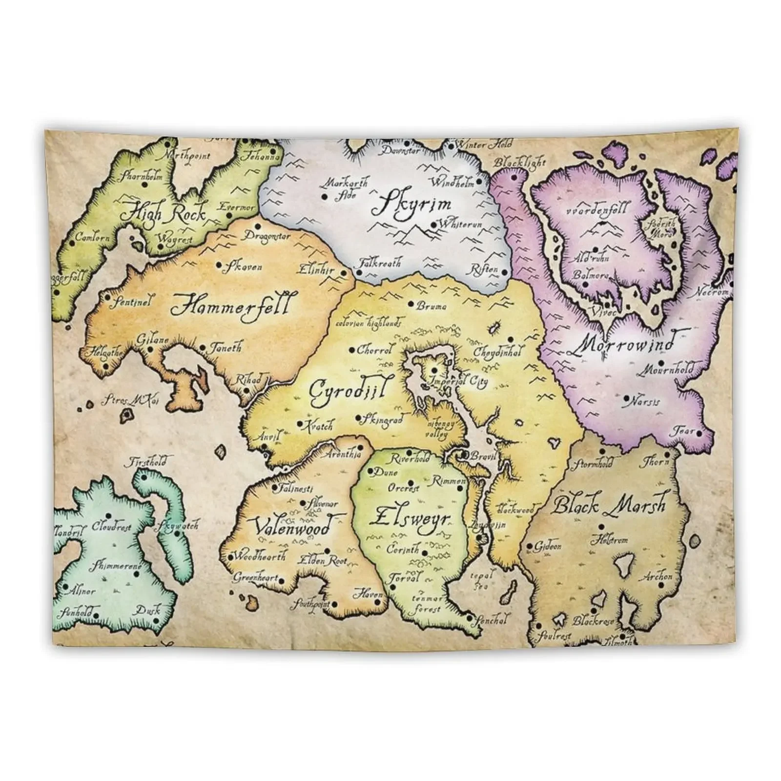 

Map of Tamriel Tapestry Decor For Room Room Decore Aesthetic Wall Decoration Decoration For Rooms Tapestry