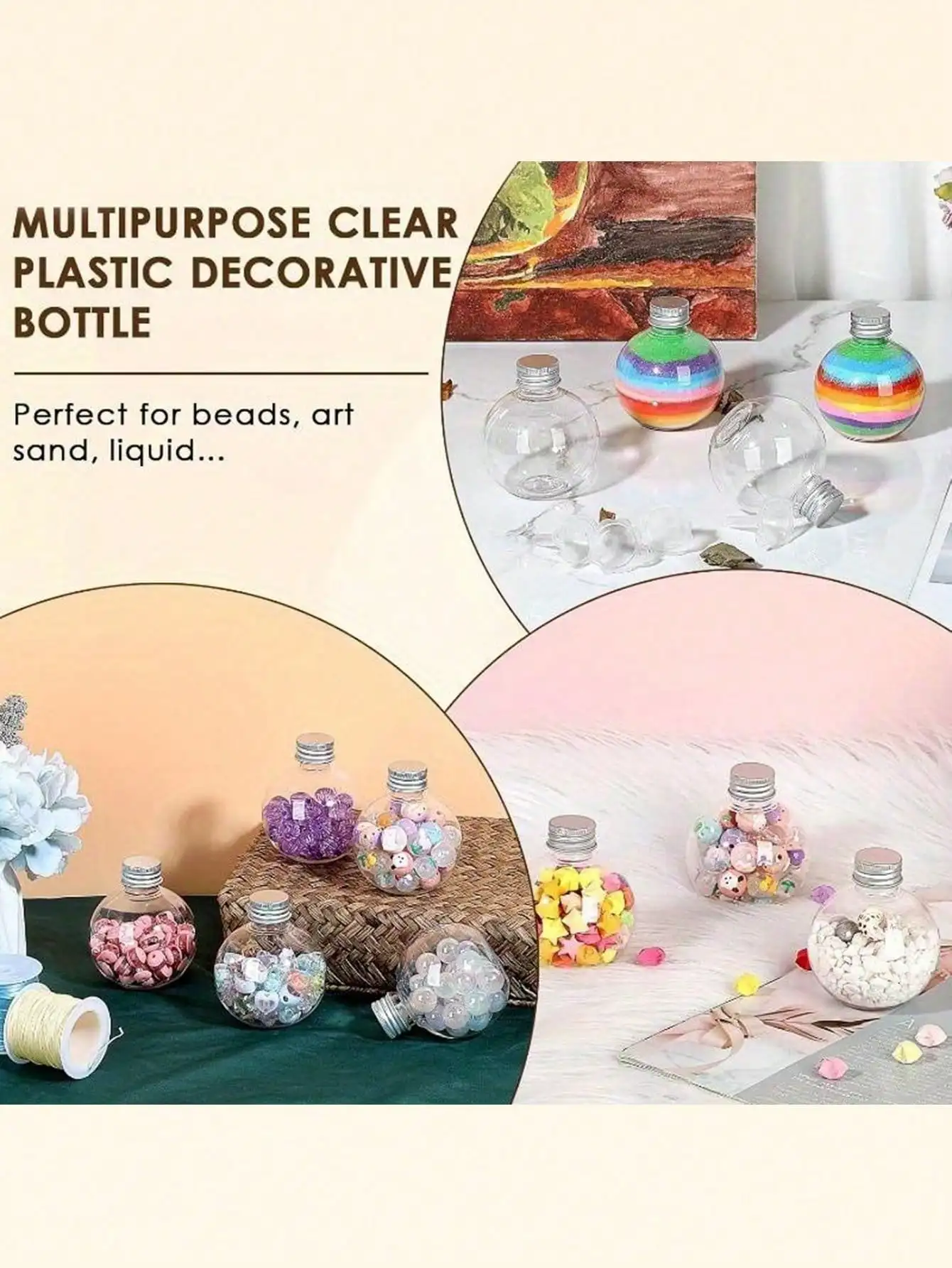 Mini Round Plastic Ball Bottles With Lids, Made Of Thickened Material, Are Suitable For Sub-Packaging Milk Tea, Candies