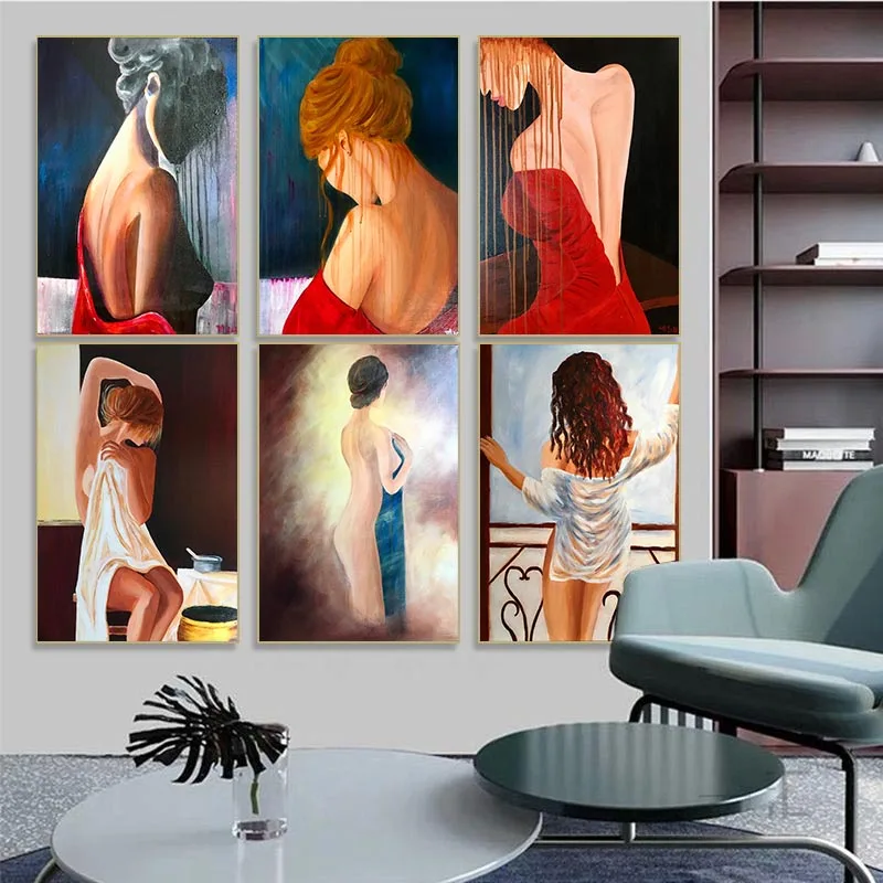 

Abstract Canvas Painting Sexy Women Oil Picture Print On Canvas Home Decor Wall Art Poster Bedroom Hanging Pictures Girls Mural