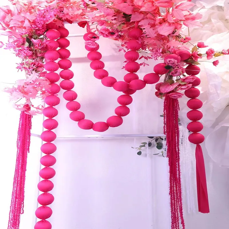 

3pcs 3m Wedding Fabric Ball String Popular Style Ceiling Elastic Fabric KT Background Props Decoration