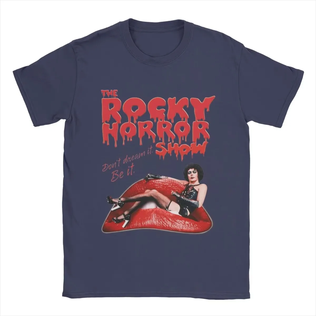 2026 Men The Rocky Horror Show Movie Graphic T Shirt Horror Musical Character Short Sleeve Black Cotton Oversized Tee